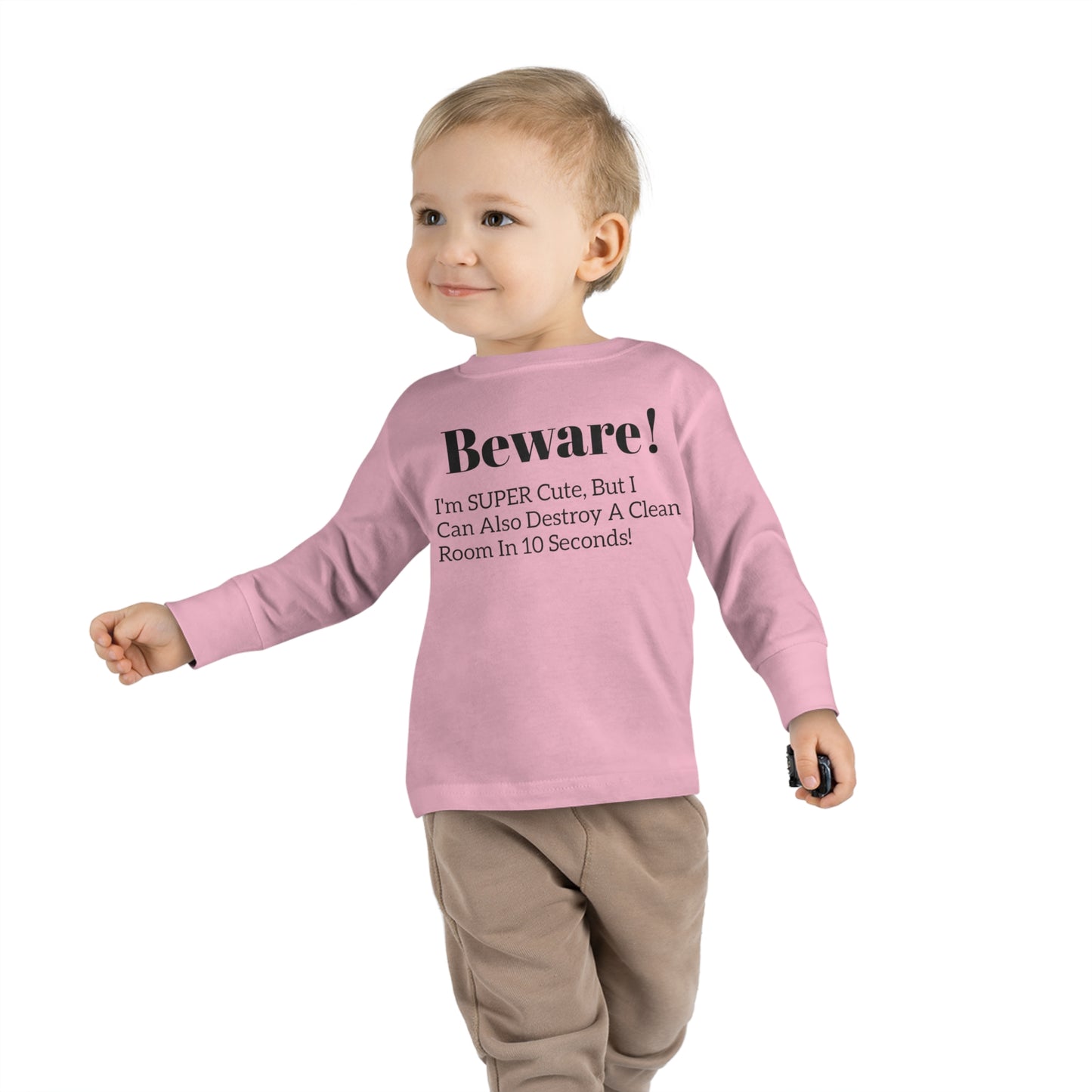 Beware! I'm Super Cute Toddler Long Sleeve Tee